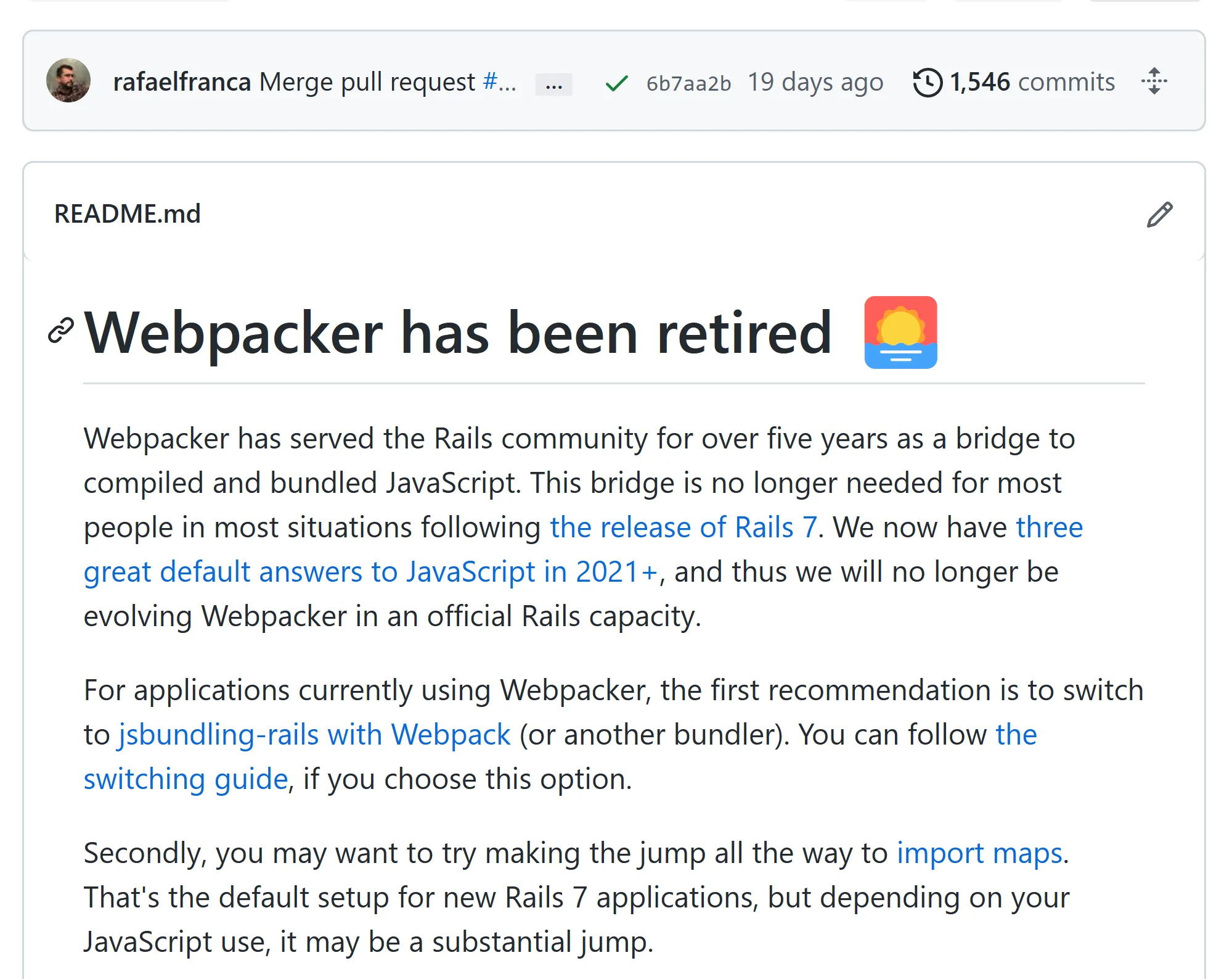 'Webpacker has been retired' screenshot